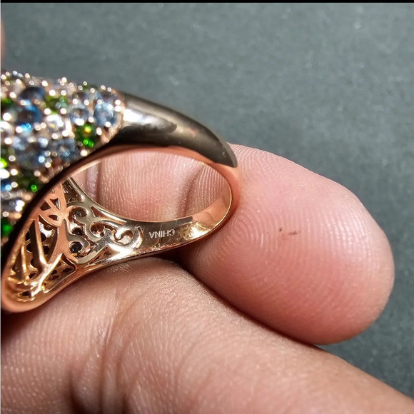 Ladies Turquoise Multi Gemstone Cluster Sterling Silver Statement Cocktail Ring - Picture 7 of 12